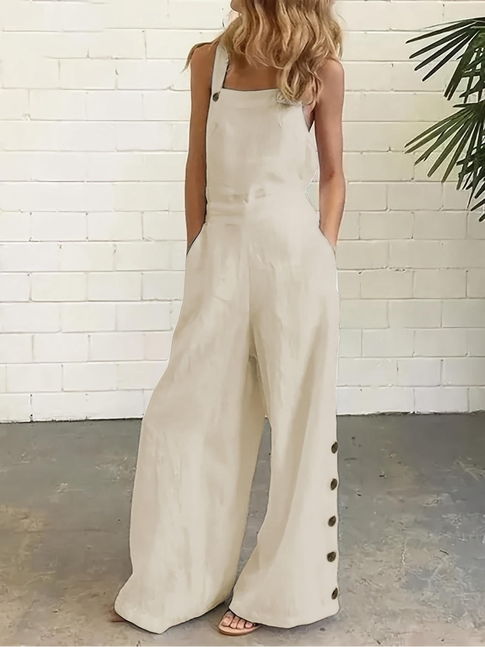 Linen Wide Leg Overalls